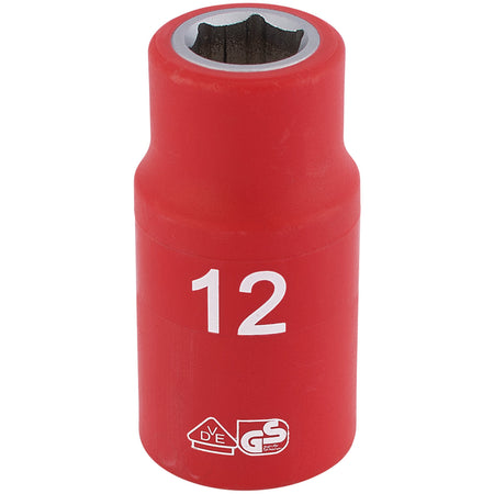 DRAPER 1/2" Sq. Dr. Fully Insulated VDE Socket (12mm): Model No. H6VDE-MM/B