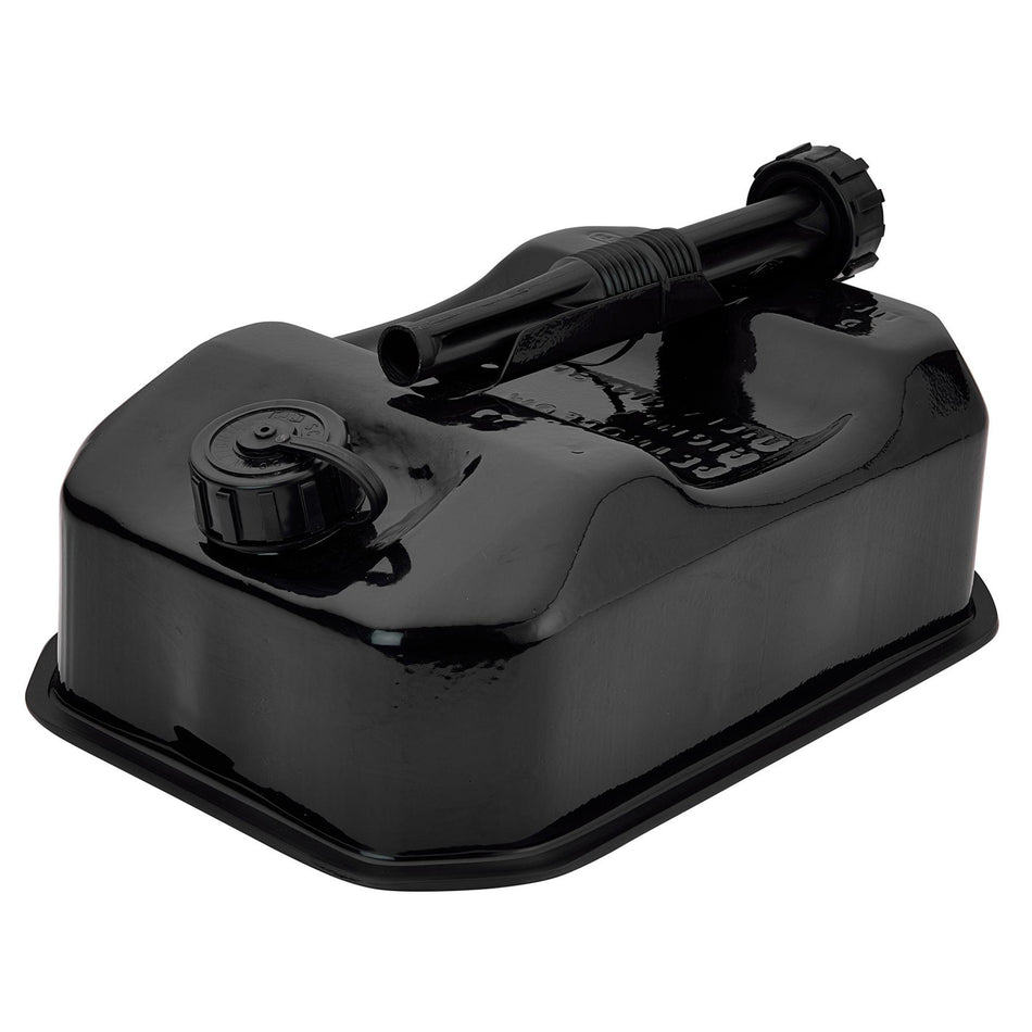 Flat Steel Fuel Can, 5L, Black