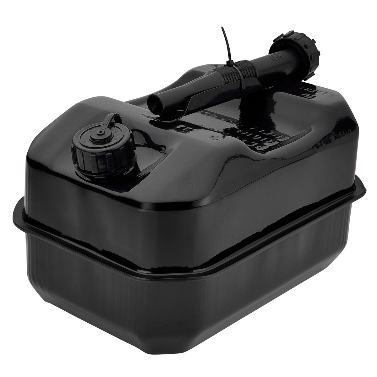 Flat Steel Fuel Can, 10L, Black