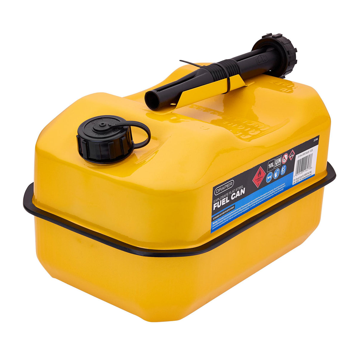 Explosafe Flat Steel Fuel Can, 10L, Yellow