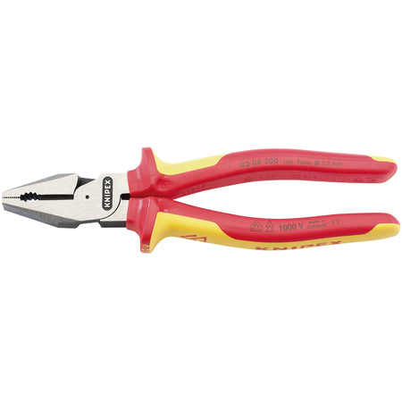 Knipex 200mm Fully Insulated High Leverage Combination Pliers : Model No.02 08 200UKSBE