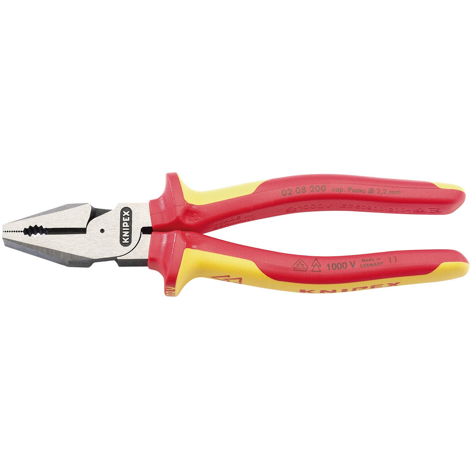 Knipex 200mm Fully Insulated High Leverage Combination Pliers : Model No.02 08 200UKSBE