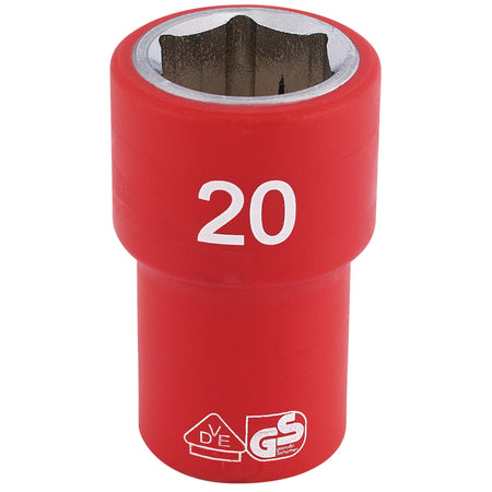 DRAPER 1/2" Sq. Dr. Fully Insulated VDE Socket (20mm): Model No. H6VDE-MM/B