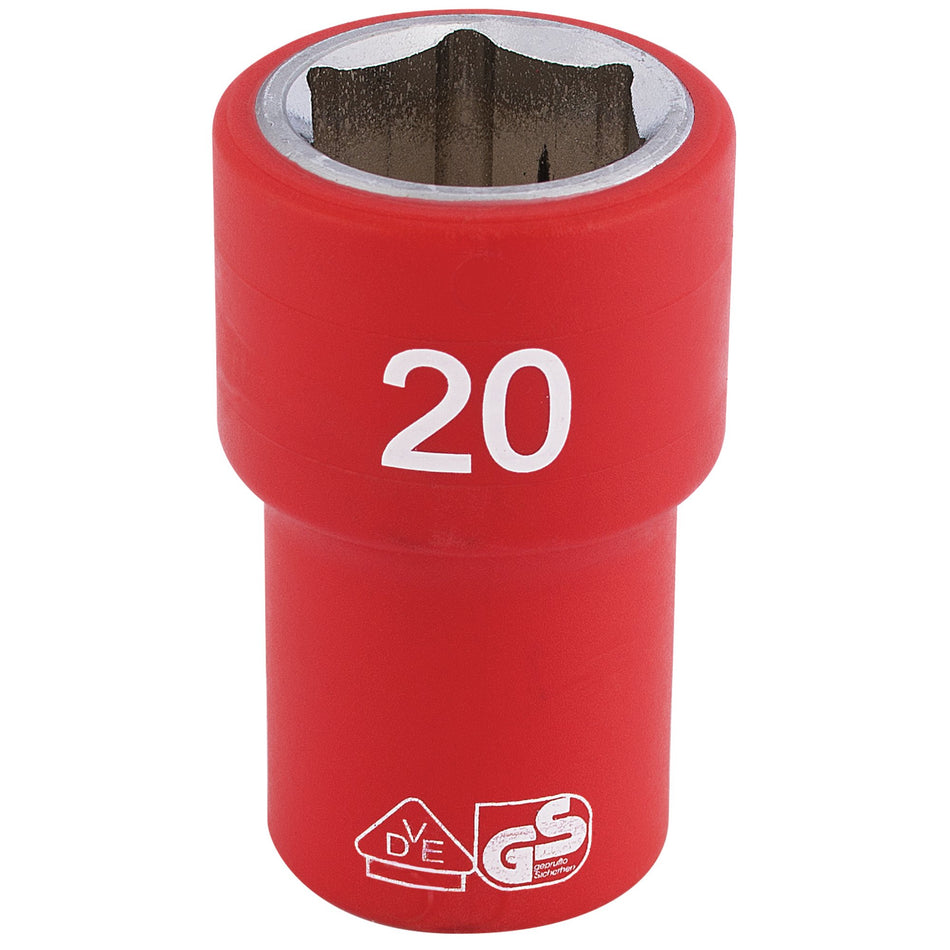 DRAPER 1/2" Sq. Dr. Fully Insulated VDE Socket (20mm): Model No. H6VDE-MM/B