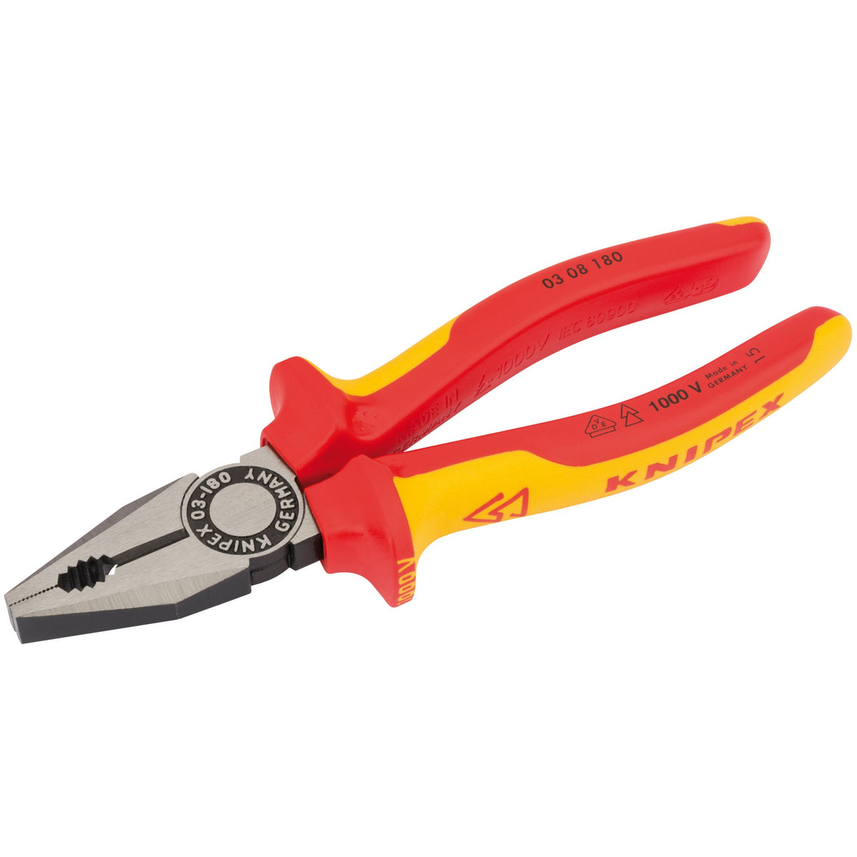 Knipex 180mm Fully Insulated Combination Pliers : Model No.03 08 180UKSBE