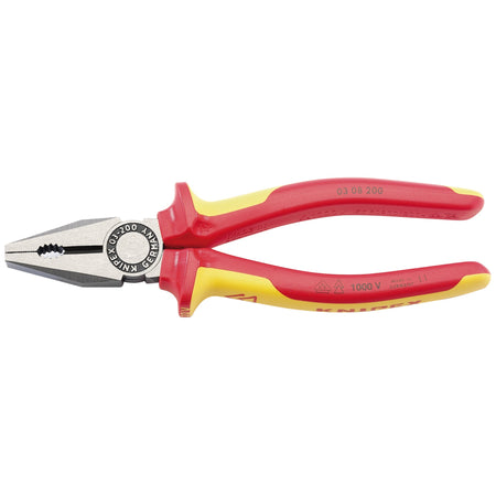 Knipex 200mm Fully Insulated Combination Pliers : Model No.03 08 200UKSBE