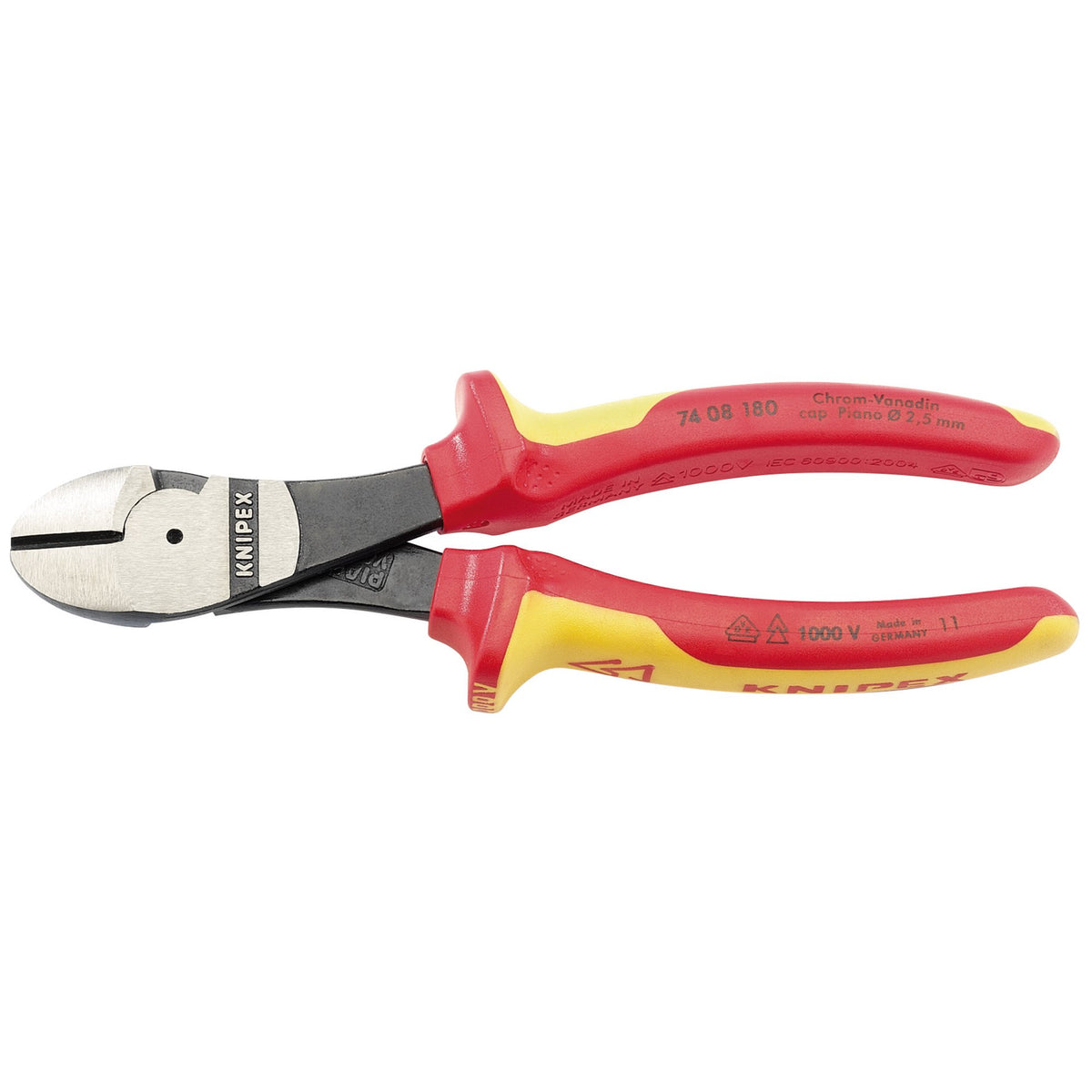 Knipex 180mm Fully Insulated High Leverage Diagonal Side Cutters : Model No.74 08 180UKSBE