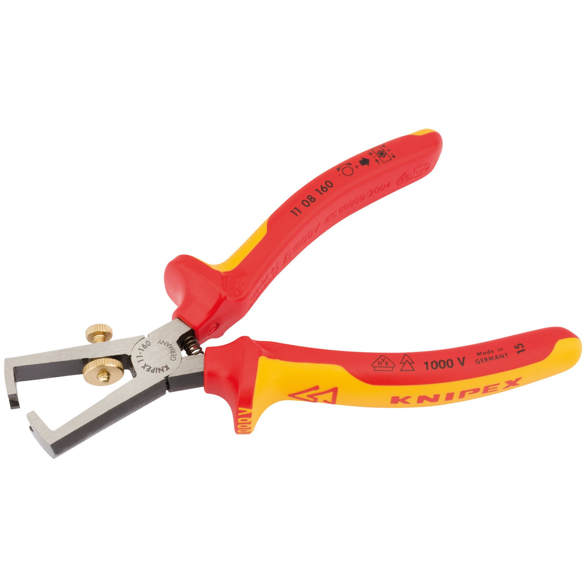 Knipex 160mm Fully Insulated Wire Stripping Pliers : Model No.11 08 160UKSBE