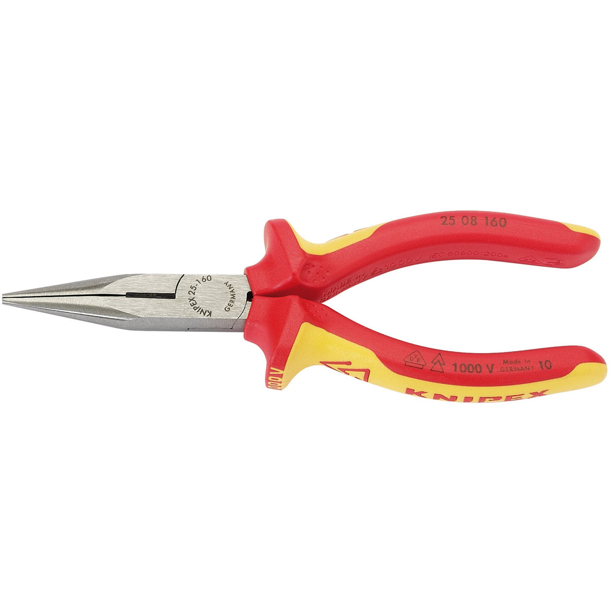 Knipex 160mm Fully Insulated Long Nose Pliers : Model No.25 08 160UKSBE