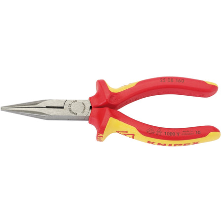 Knipex 160mm Fully Insulated Long Nose Pliers : Model No.25 08 160UKSBE