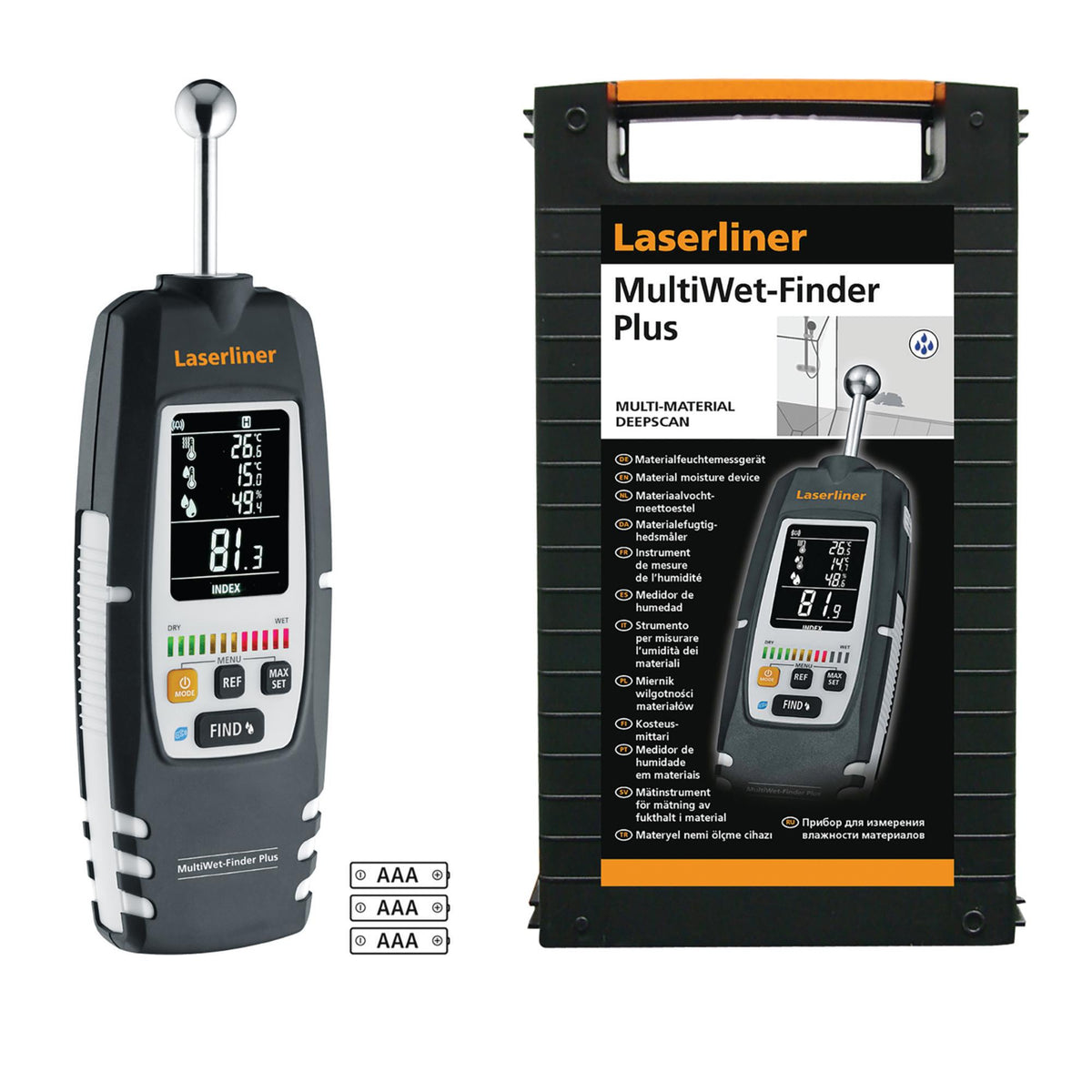 Laserliner 082.091A MultiWet-Finder Plus Material Moisture Measuring Device