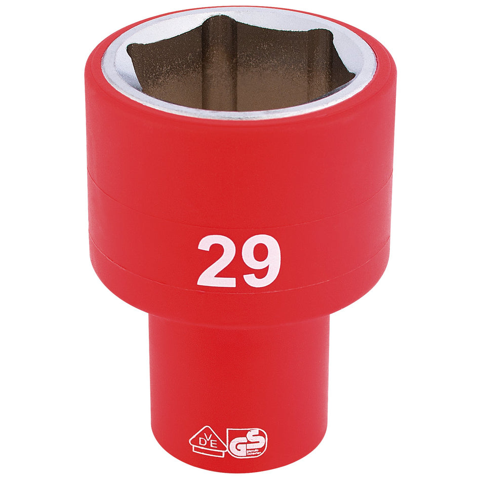 DRAPER 1/2" Sq. Dr. Fully Insulated VDE Socket (29mm): Model No. H6VDE-MM/B