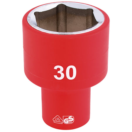 DRAPER 1/2" Sq. Dr. Fully Insulated VDE Socket (30mm): Model No. H6VDE-MM/B
