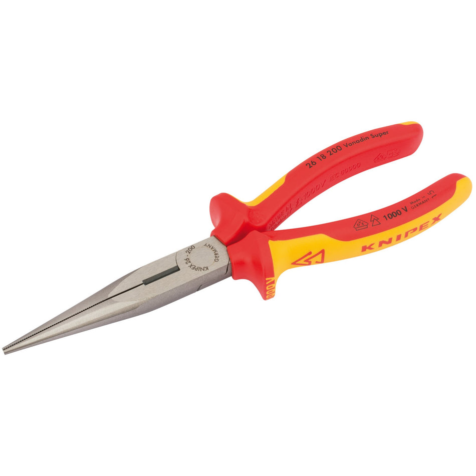 VDE Fully Insulated Long Nose Pliers (200mm): Model No. 26 18 200UKSBE