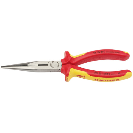 VDE Fully Insulated Long Nose Pliers (200mm): Model No. 26 18 200UKSBE
