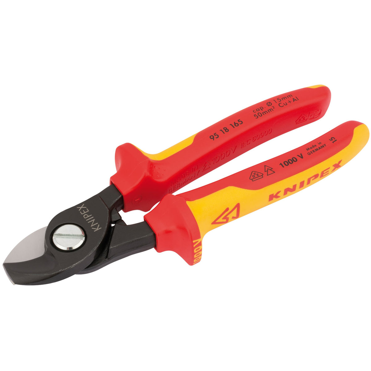 Knipex 165mm Fully Insulated Cable Shears : Model No.95 18 165UKSBE