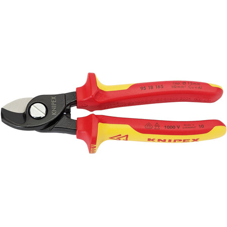 Knipex 165mm Fully Insulated Cable Shears : Model No.95 18 165UKSBE