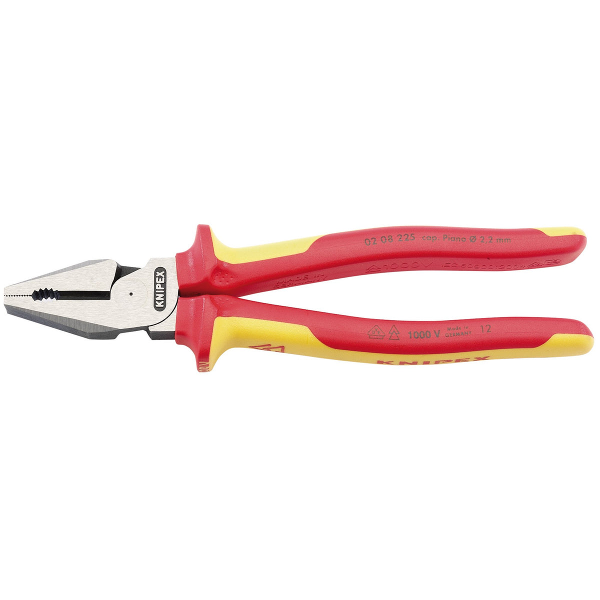 Knipex 225mm Fully InsulatedHigh Leverage Combination Pliers : Model No.02 08 225UKSBE