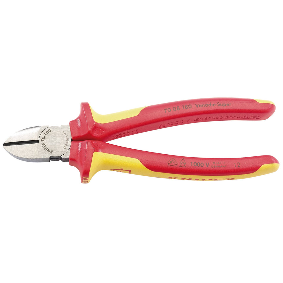 Knipex 180mm Fully Insulated Diagonal Side Cutters : Model No.70 08 180UKSBE