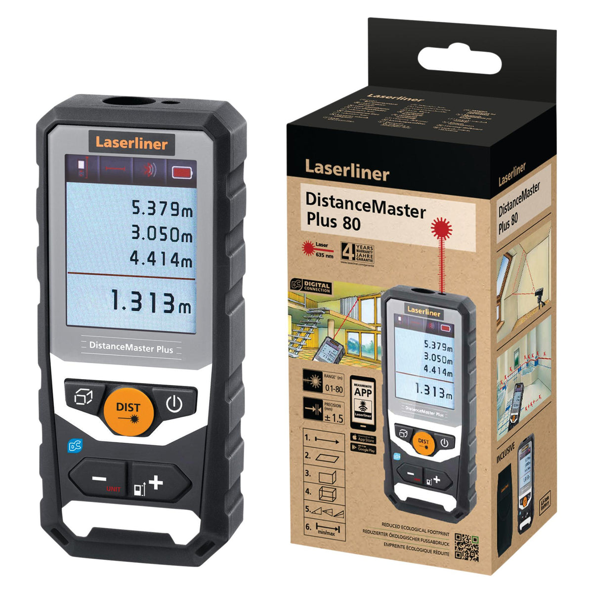 Laserliner 080.984E DistanceMaster Plus 80 Laser Distance Measurer