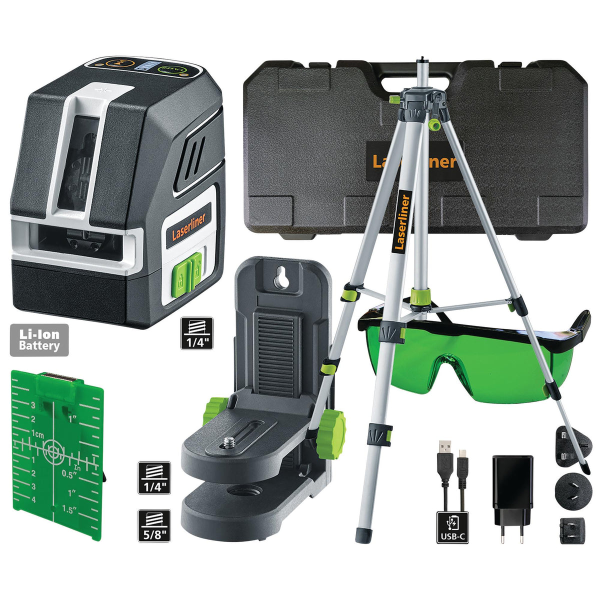 Laserliner 036.713A PocketCross-Laser 2G Set Cross-Line Laser, 150cm