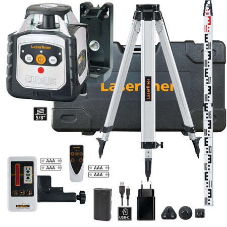 Laserliner 052.325A Cubus 110 S Set Fully Automatic Rotating Laser, 150cm