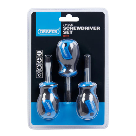 Draper Stubby Soft Grip Screwdriver Set (3 Piece) Model No. 865S/3