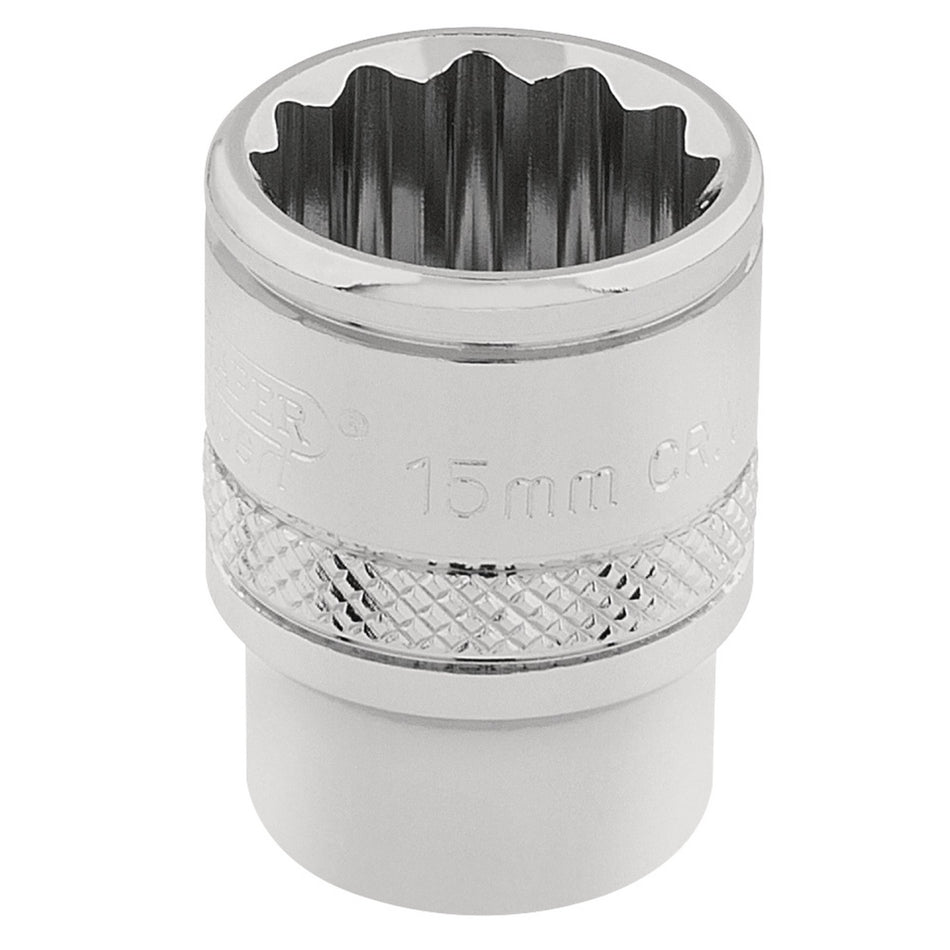 DRAPER 3/8" Square Drive Hi-Torq 12 Point Socket (15mm): Model No. D-MM/B