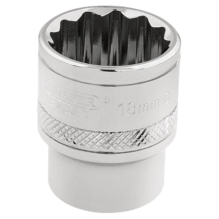 DRAPER 3/8" Square Drive Hi-Torq 12 Point Socket (18mm): Model No. D-MM/B