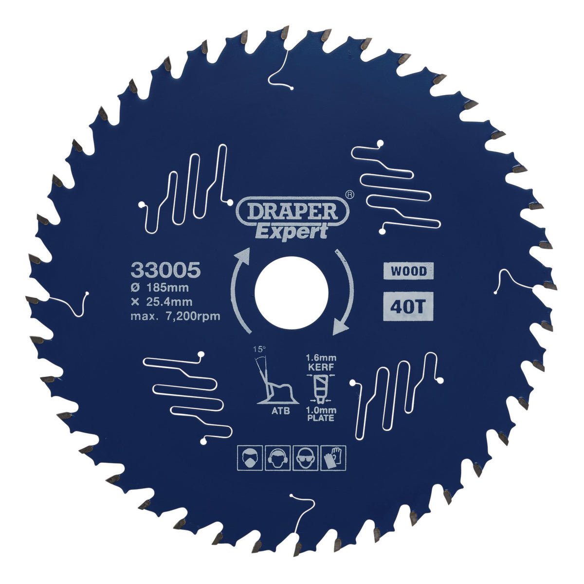 Draper Expert TCT Circular Saw Blade for Wood with PTFE Coating, 185 x 25.4mm, 40T: Model No. SBE2
