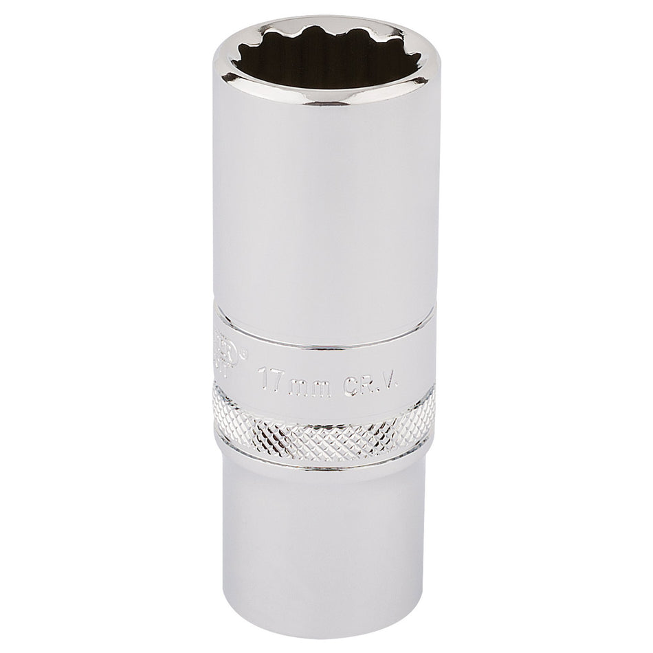 DRAPER 3/8" Square Drive Hi-Torq 12 Point Deep Socket (17mm): Model No. DT-MM/B