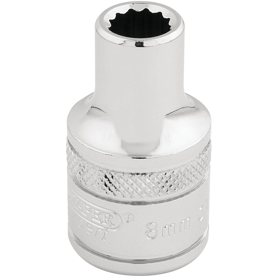 DRAPER 1/2" Square Drive Hi-Torq 12 Point Socket (8mm): Model No. H-MM/B