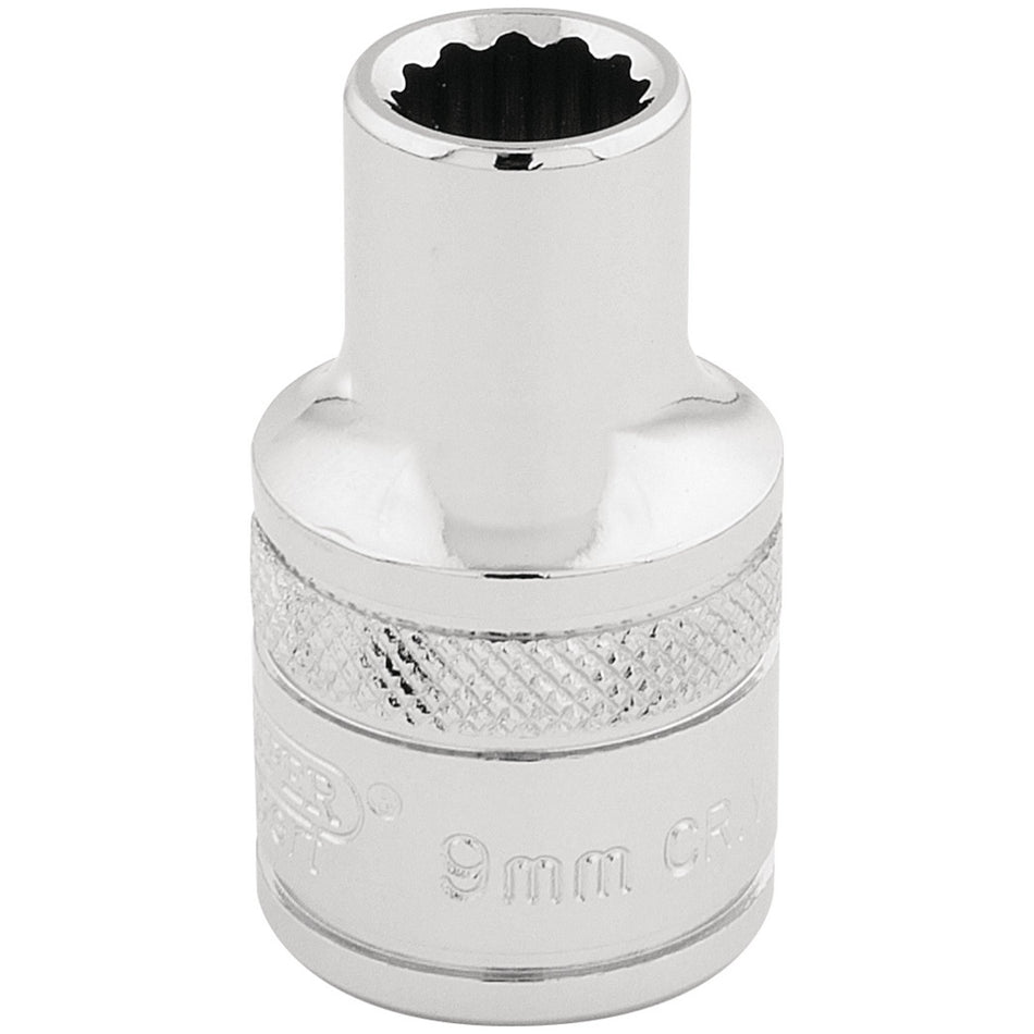 DRAPER 1/2" Square Drive Hi-Torq 12 Point Socket (9mm): Model No. H-MM/B