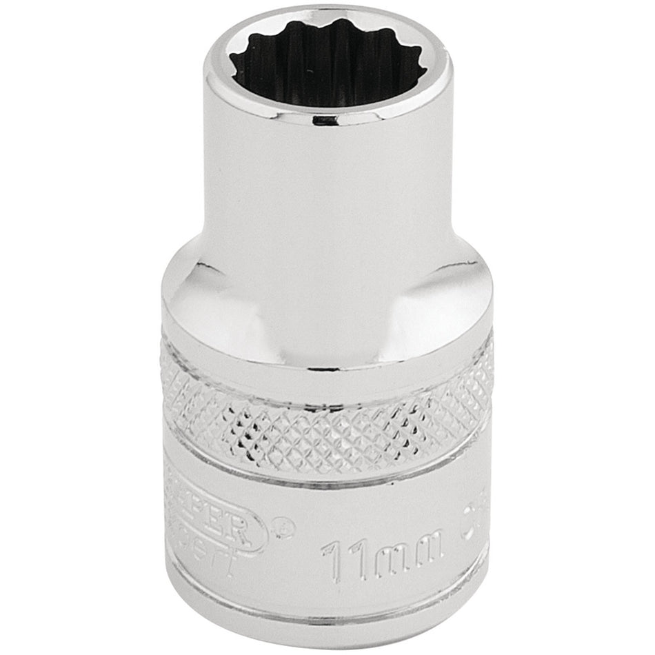 DRAPER 1/2" Square Drive Hi-Torq 12 Point Socket (11mm): Model No. H-MM/B