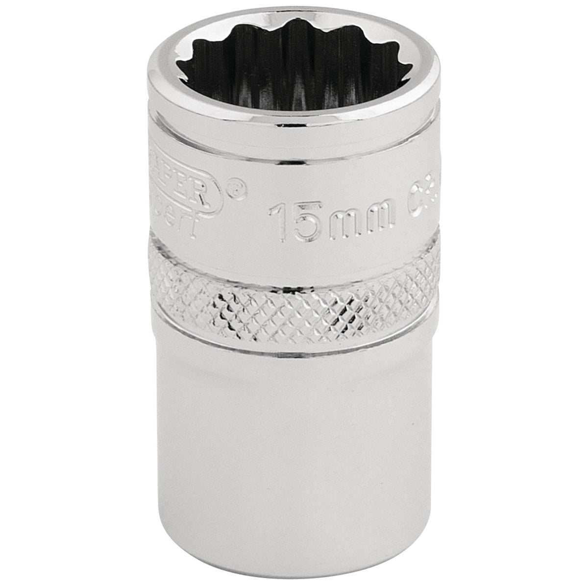 DRAPER 1/2" Square Drive Hi-Torq 12 Point Socket (15mm): Model No. H-MM/B