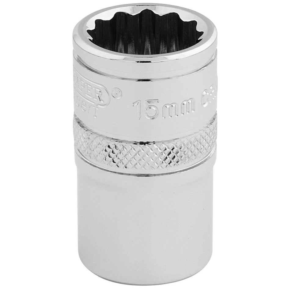 DRAPER 1/2" Square Drive Hi-Torq 12 Point Socket (15mm): Model No. H-MM/B