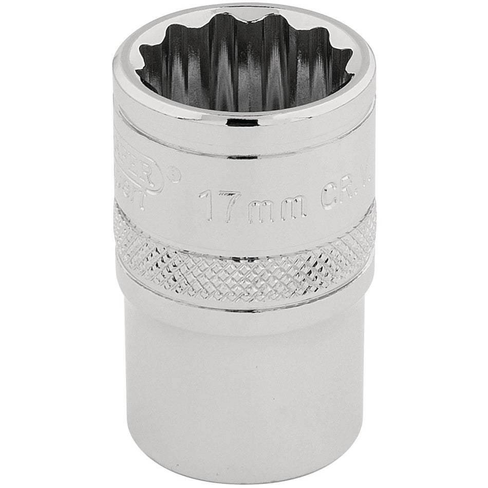 DRAPER 1/2" Square Drive Hi-Torq 12 Point Socket (17mm): Model No. H-MM/B