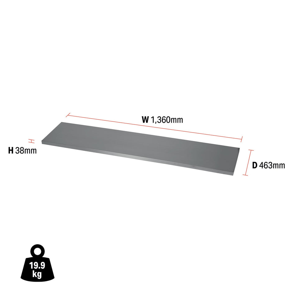 DRAPER BUNKER Modular Stainless Steel Worktop, 1360mm Model No. MS400-SS54