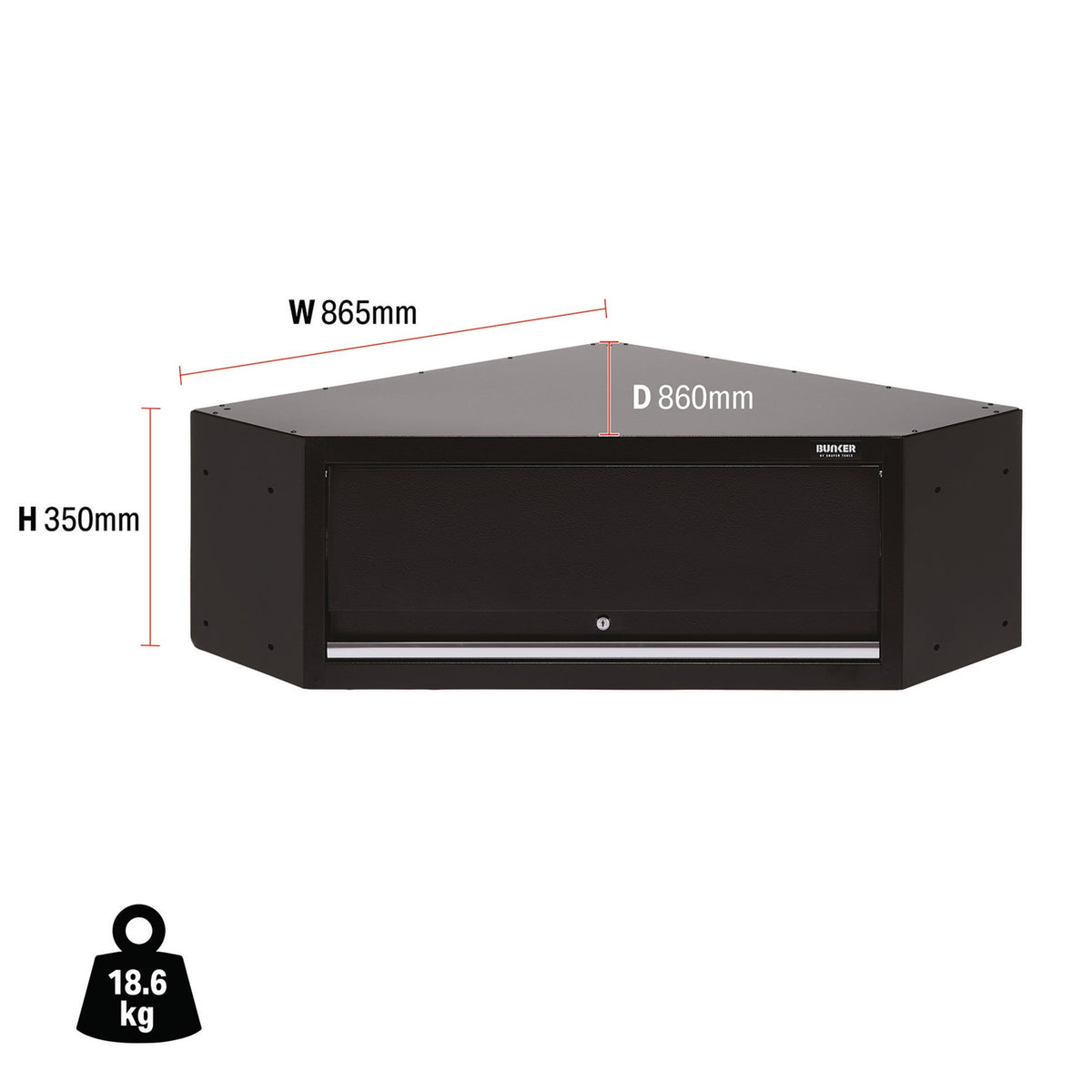 DRAPER BUNKER Modular Corner Wall Cabinet, 865mm Model No. MS400-1WCC