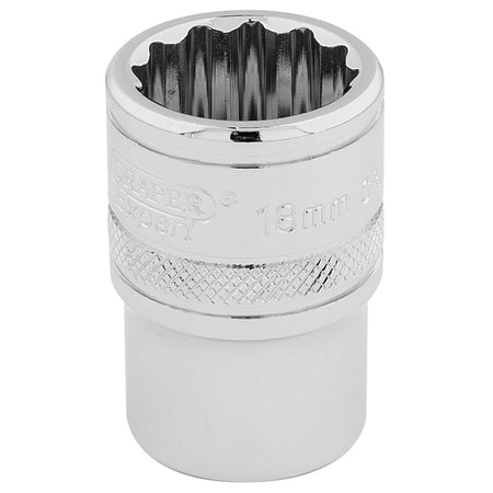DRAPER 1/2" Square Drive Hi-Torq 12 Point Socket (18mm): Model No. H-MM/B