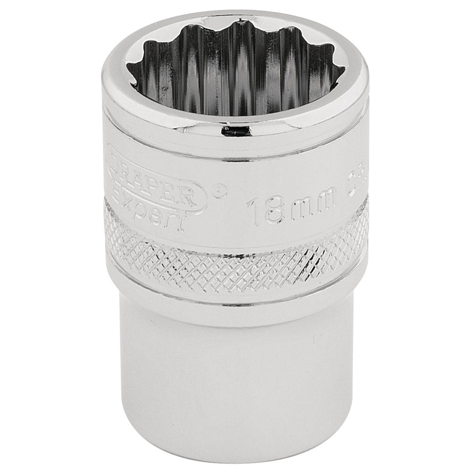 DRAPER 1/2" Square Drive Hi-Torq 12 Point Socket (18mm): Model No. H-MM/B
