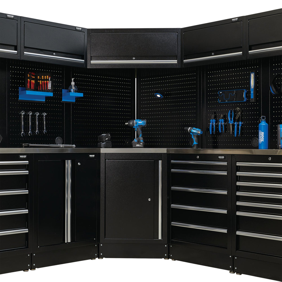 DRAPER BUNKER Modular Stainless Steel Worktop for Corner Cabinet, 865mm Model No. MS400-SSC