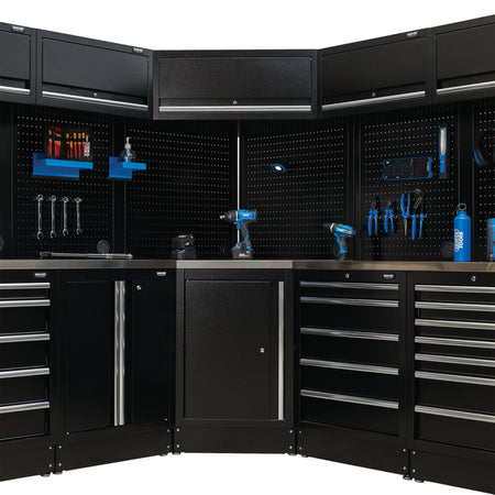DRAPER BUNKER Modular Stainless Steel Worktop for Corner Cabinet, 865mm Model No. MS400-SSC