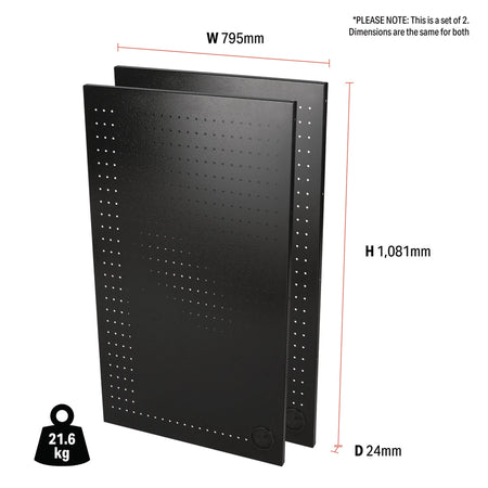 DRAPER BUNKER Modular Corner Unit Back Panels/Pegboards, 795mm (Pair) Model No. MS400-PBC