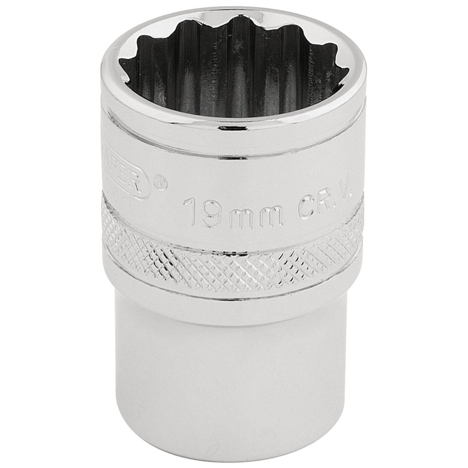 DRAPER 1/2" Square Drive Hi-Torq 12 Point Socket (19mm): Model No. H-MM/B