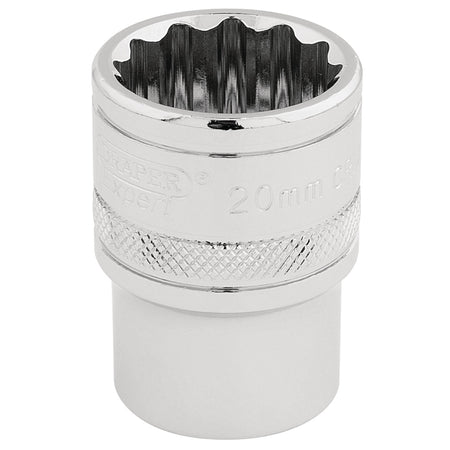 DRAPER 1/2" Square Drive Hi-Torq 12 Point Socket (20mm): Model No. H-MM/B