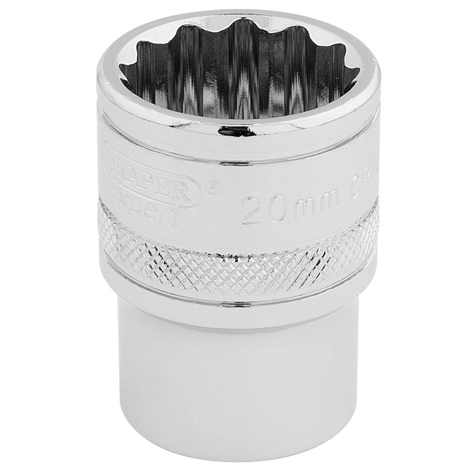 DRAPER 1/2" Square Drive Hi-Torq 12 Point Socket (20mm): Model No. H-MM/B