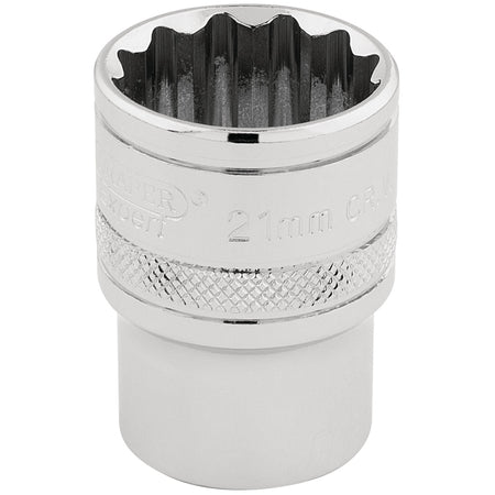 DRAPER 1/2" Square Drive Hi-Torq 12 Point Socket (21mm): Model No. H-MM/B