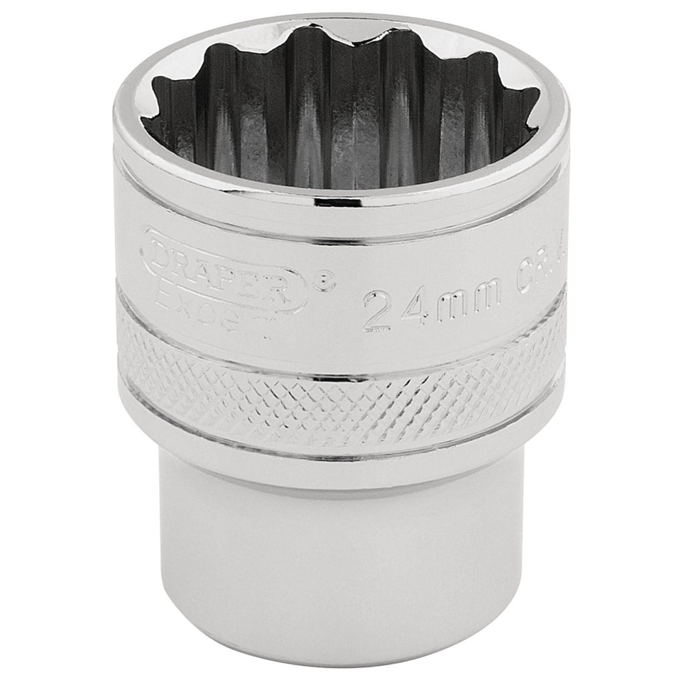 DRAPER 1/2" Square Drive Hi-Torq 12 Point Socket (24mm): Model No. H-MM/B