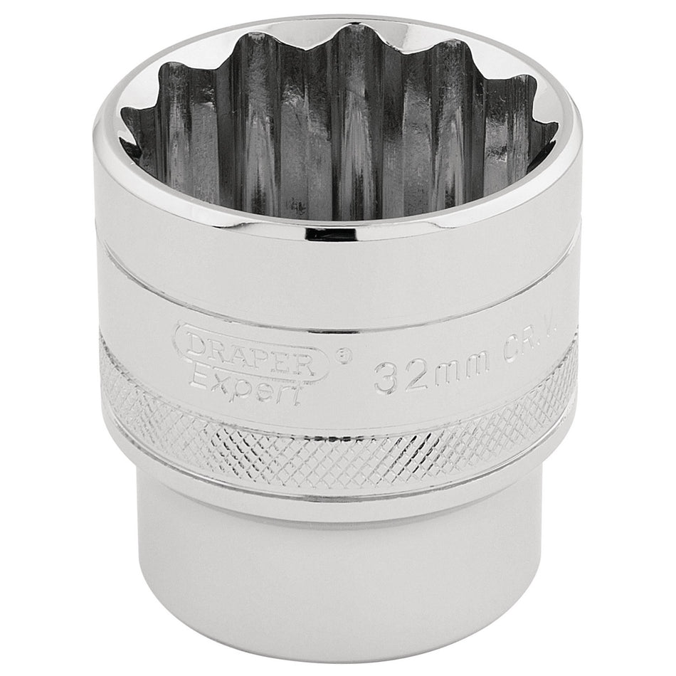 DRAPER 1/2" Square Drive Hi-Torq 12 Point Socket (32mm): Model No. H-MM/B